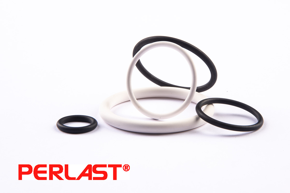 Selection of black and white Perlast FFKM O-rings